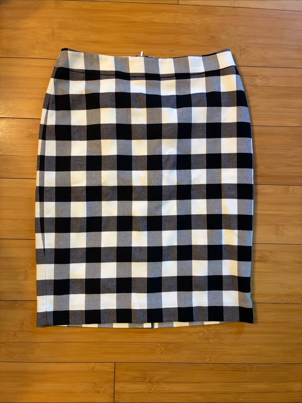 Ann Taylor Black and White Gingham Pencil Skirt